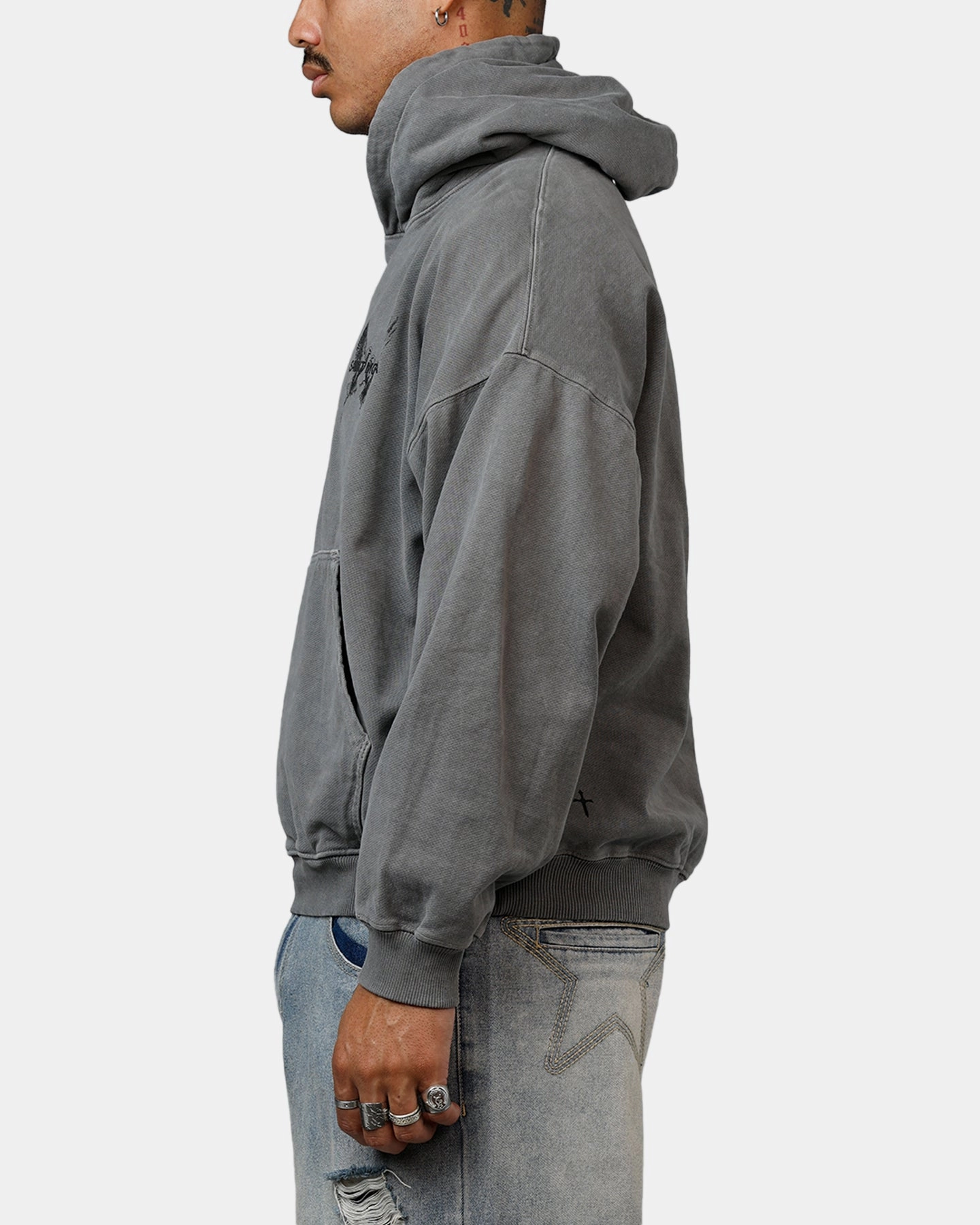 Saint Morta Black Doves Premium Hoodie Washed Charcoal Lightweight Packable Build Light Insulation
