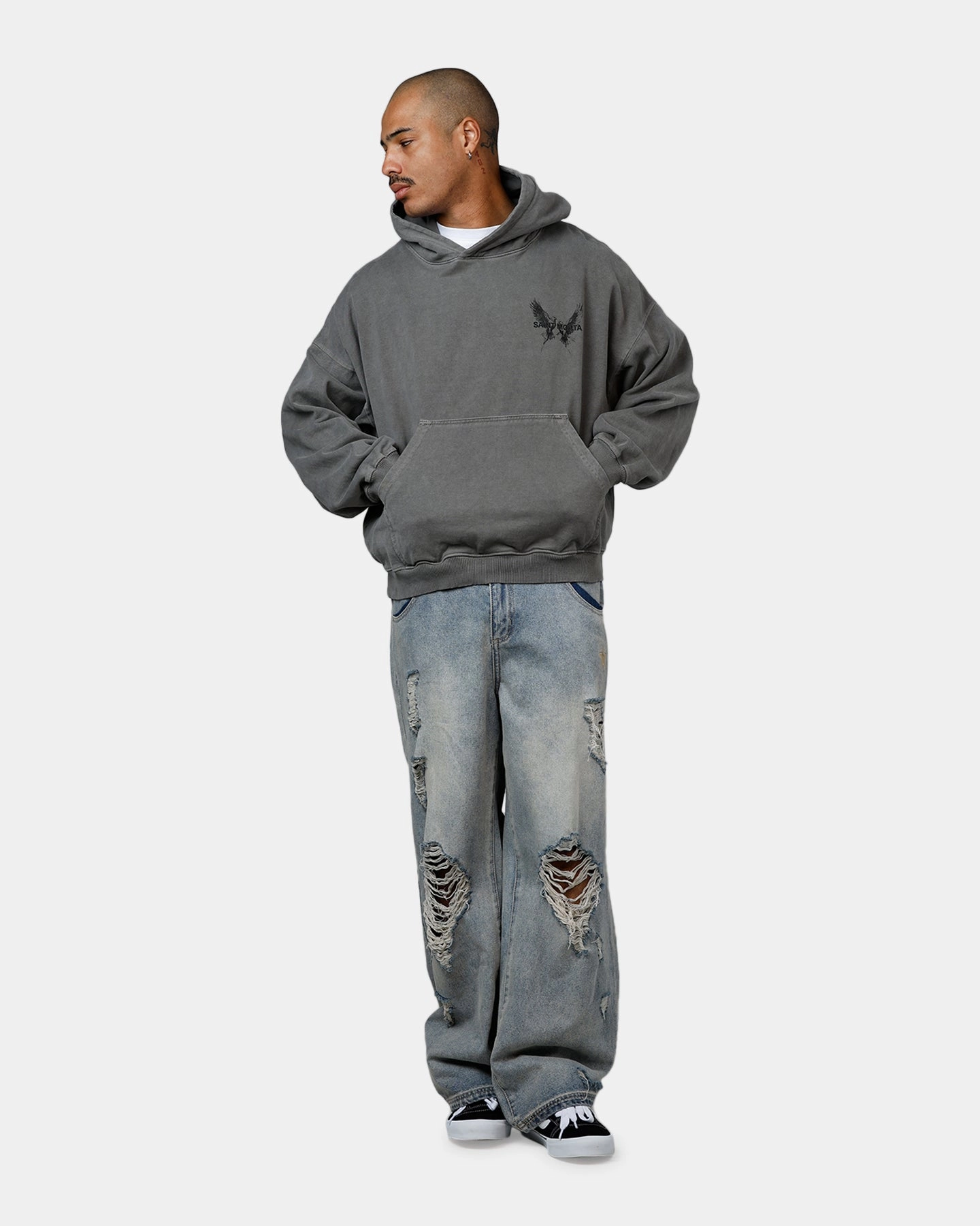 Saint Morta Black Doves Premium Hoodie Washed Charcoal Bargain
