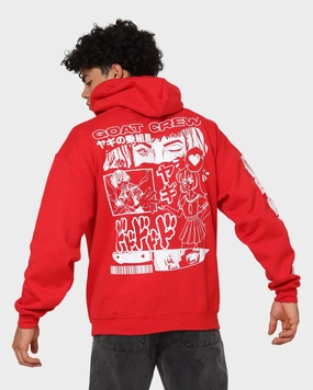 Convertible Collar Goat Crew Niseko Hoodie Red