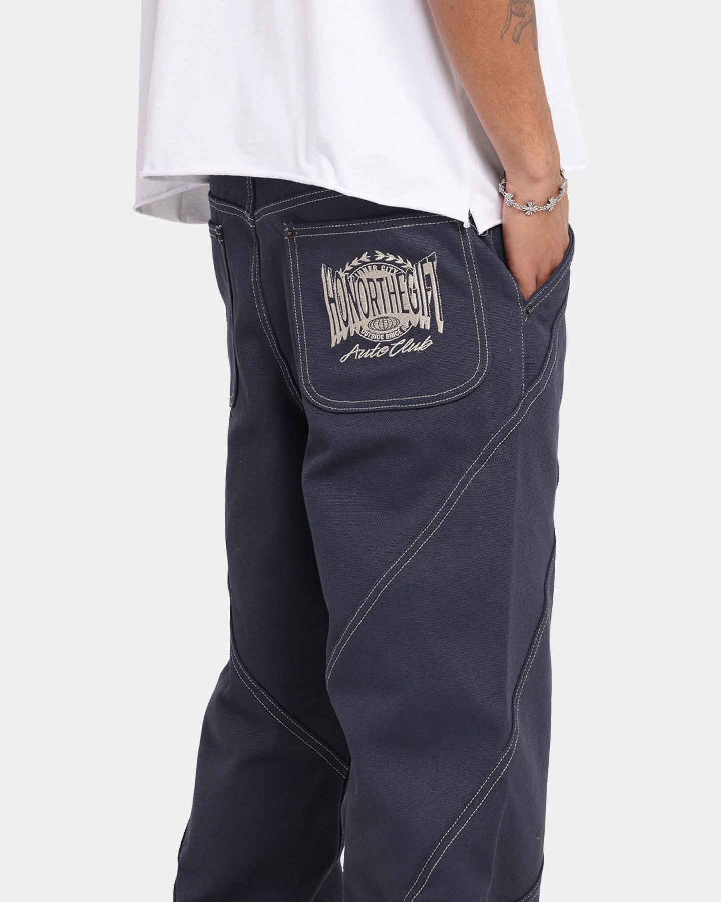 Light Fabric Honor The Gift Racing Panel Pants Navy
