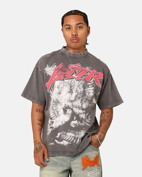 Loiter Dove Vintage T-Shirt Charcoal Grey Compact Stitch Pattern