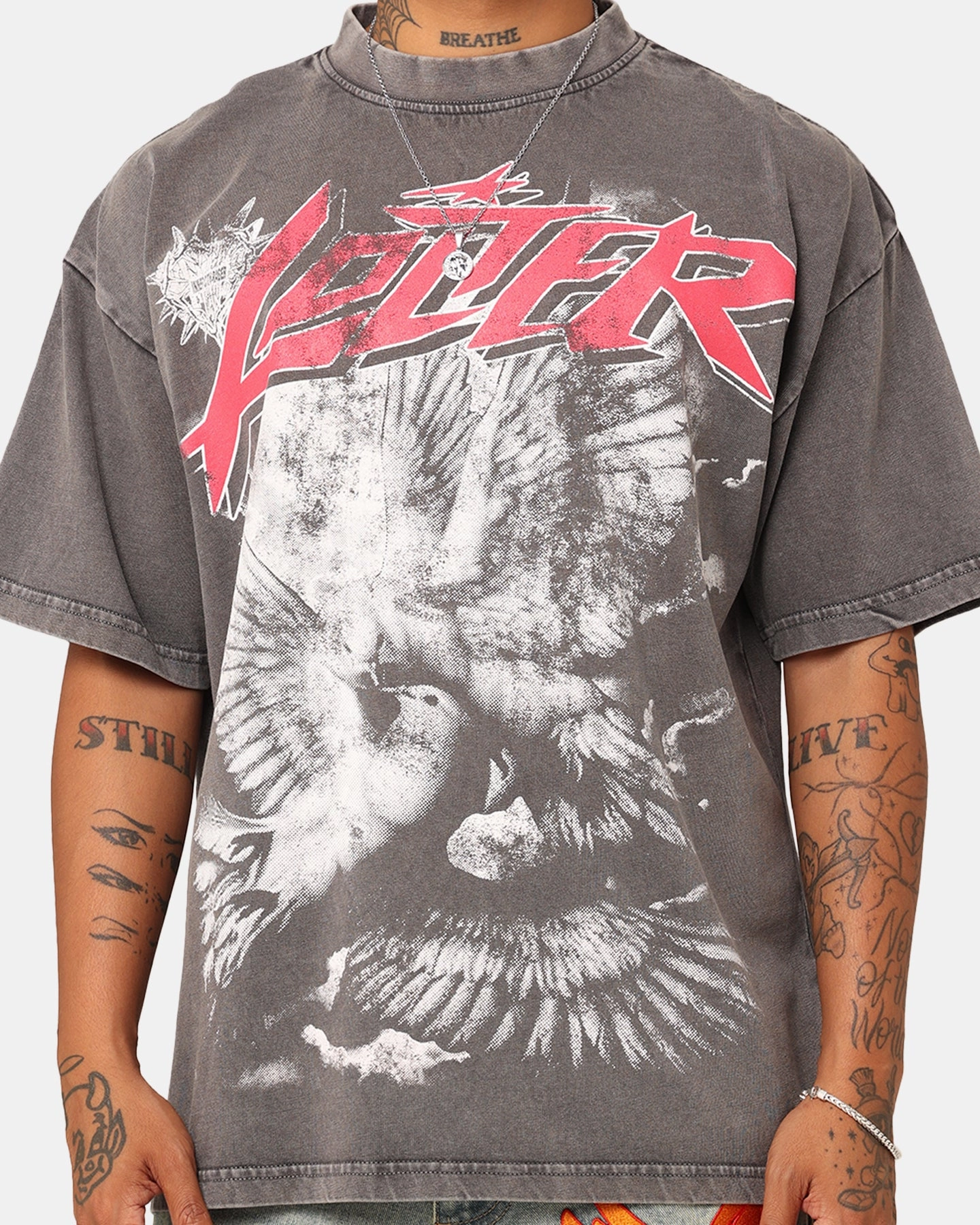 Loiter Dove Vintage T-Shirt Charcoal Grey Hypoallergenic Textile Sustainable Textile