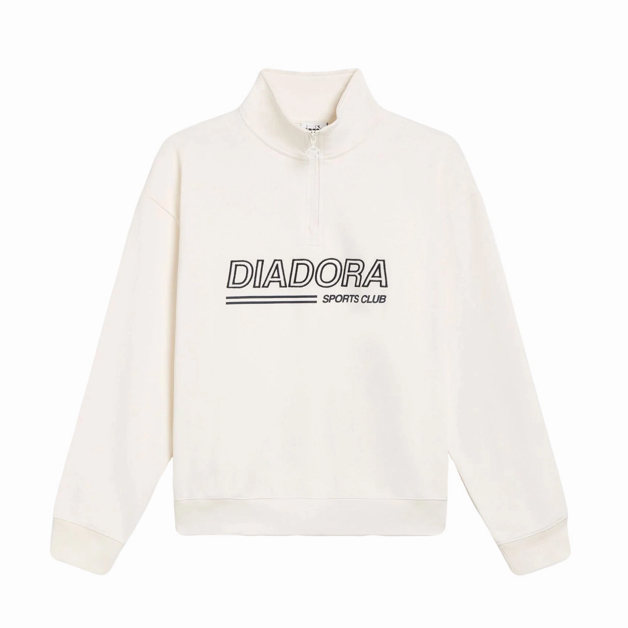 Diadora Sweatshirt 1/2 Zip Legacy 'White Alyssum' patch accents