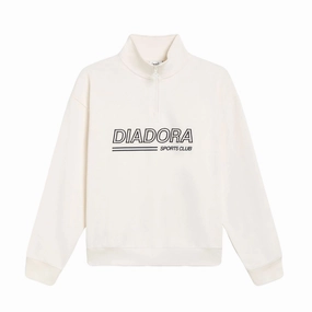 Diadora Sweatshirt 1/2 Zip Legacy 'White Alyssum' patch accents