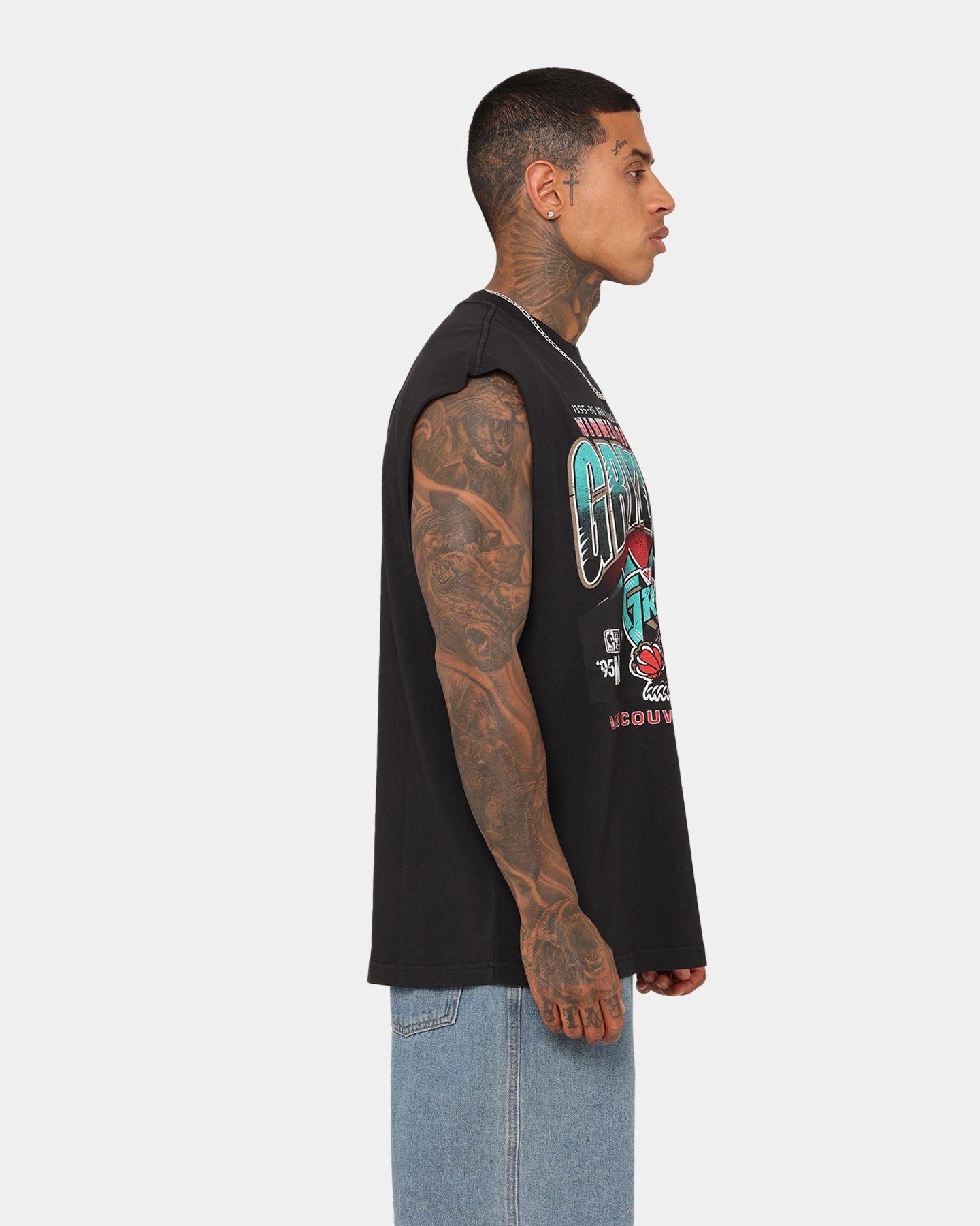 Mitchell & Ness Memphis Grizzlies Vintage Muscle T-Shirt Faded Black Wool combination NonIrritatingTags