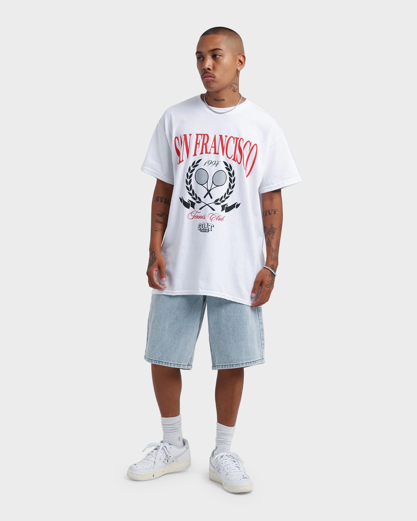 Pullover Essential Layer Goat Crew Tennis Club T-Shirt White