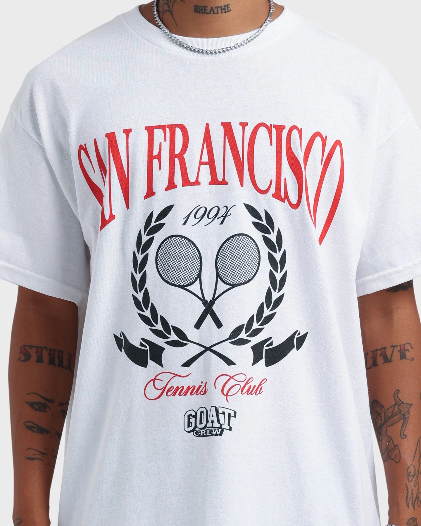 Goat Crew Tennis Club T-Shirt White Trendy Style
