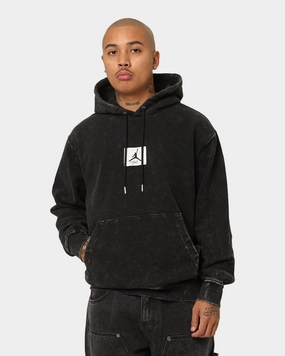 Jordan Essential Statement Washed Fleece Hoodie Black Poise ZipperClosure