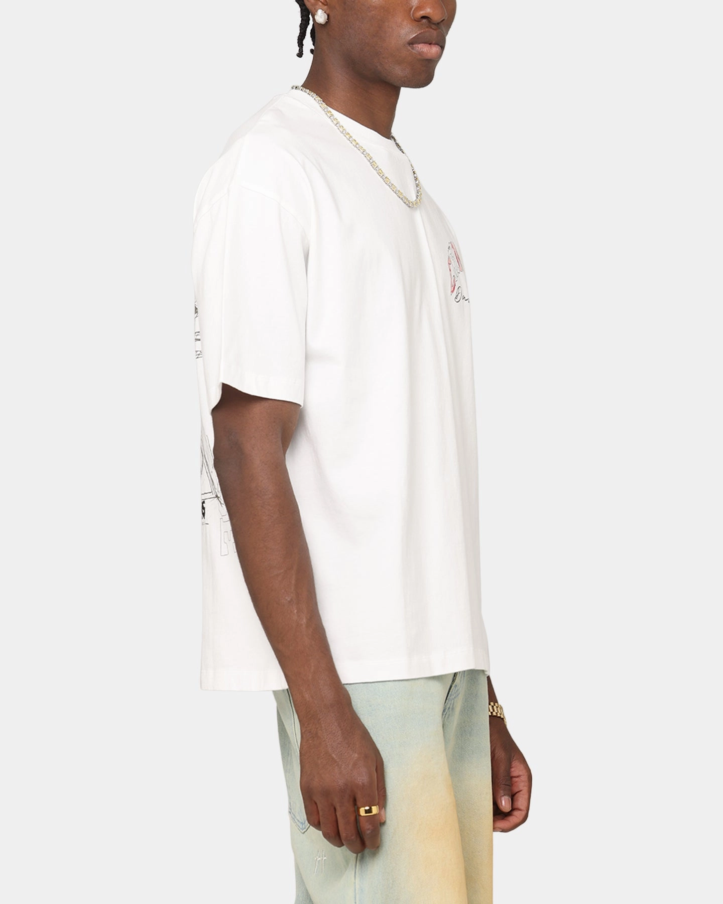 Comfort Style Criminal Damage Diamond Ring T-Shirt Off White