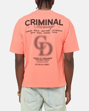 Adjustable Hem Criminal Damage International T-Shirt Coral