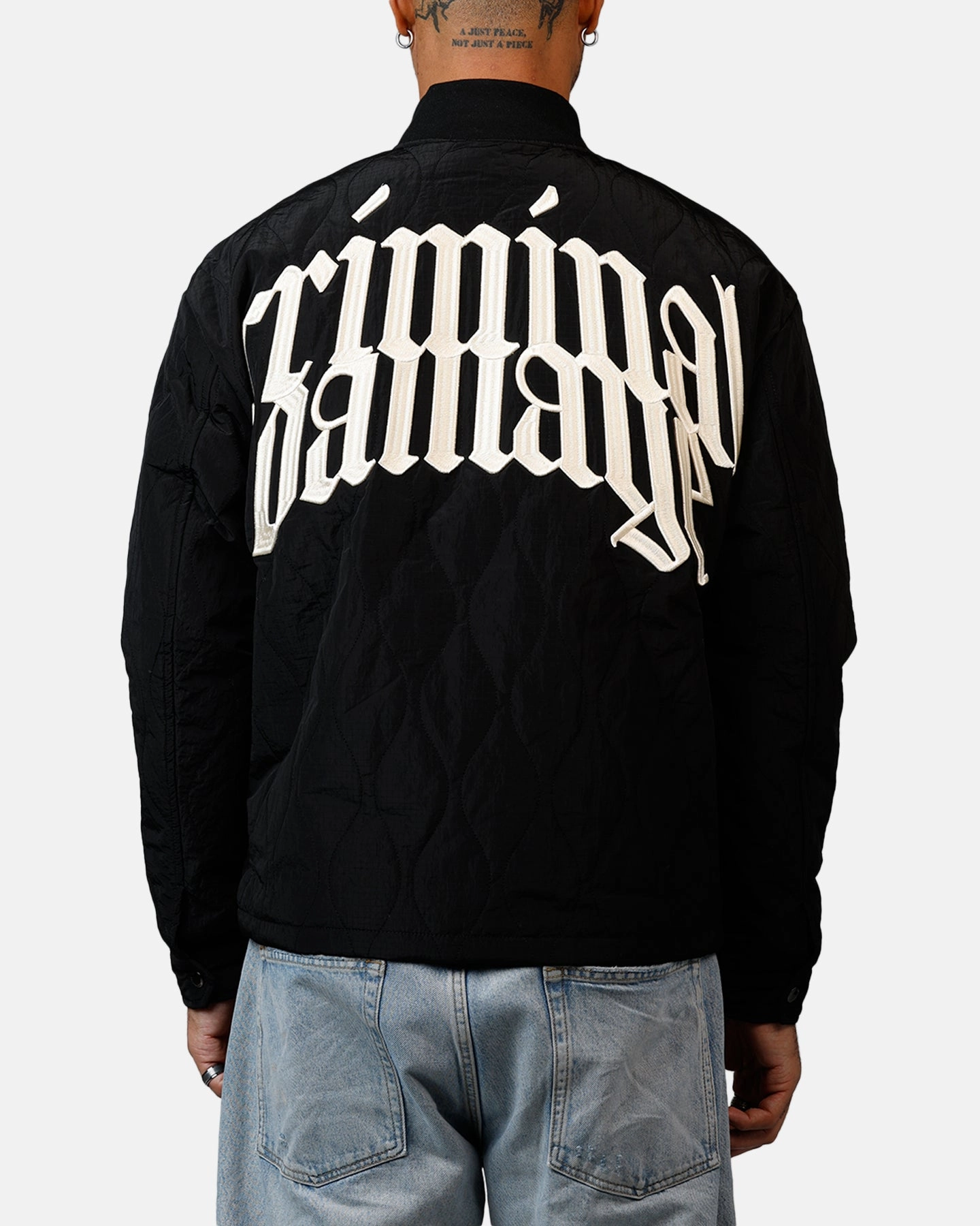 Criminal Damage Quilted Bomber Black festival - goers