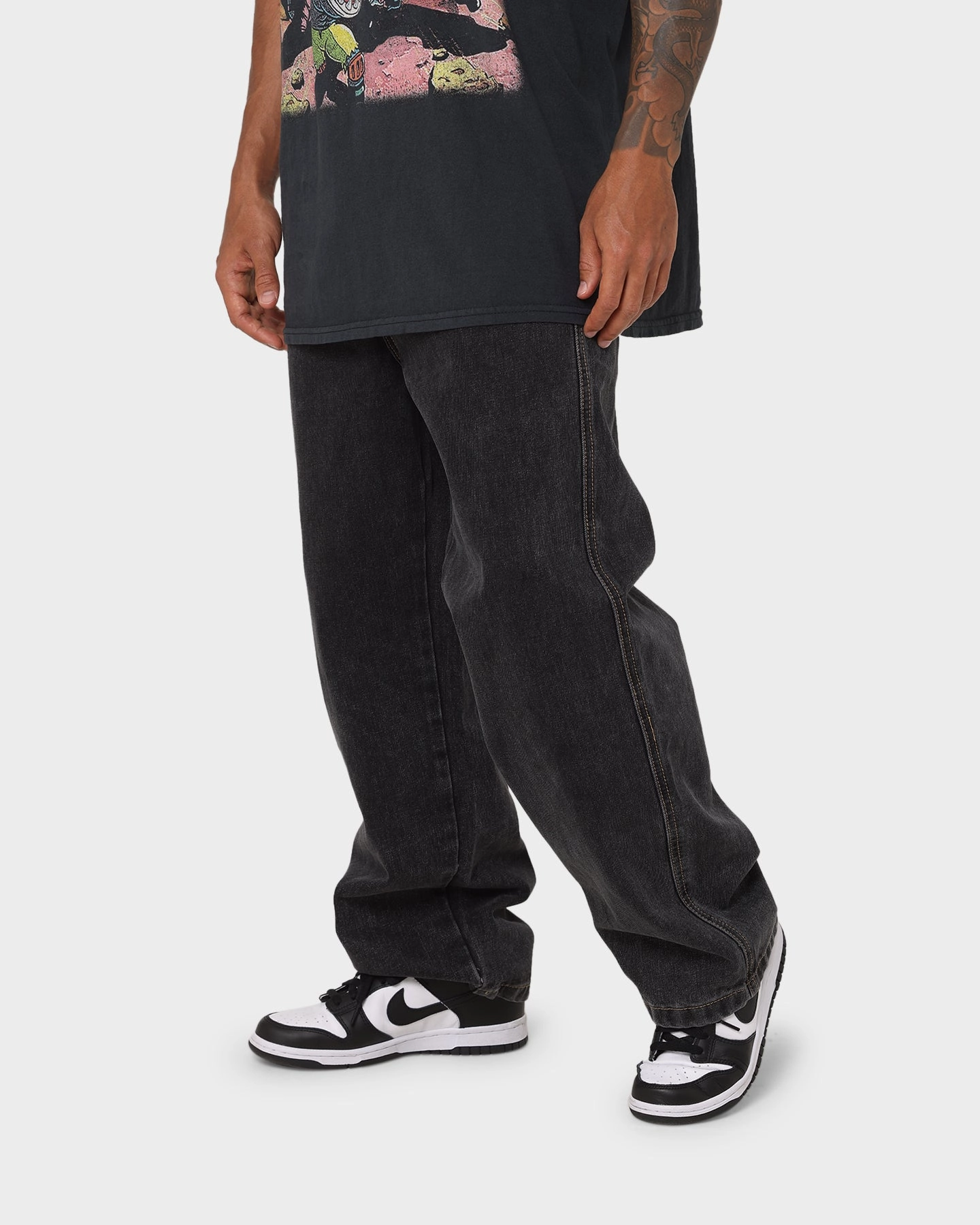 Unisex Fashion X-Large Bull Denim 91 Pants Washed Black