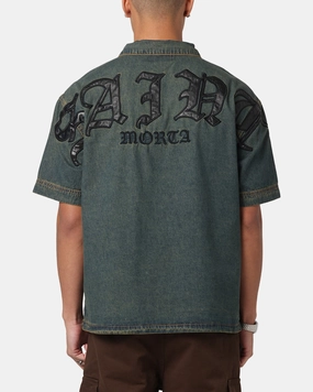 Corporate Event Saint Morta Gothic Noir Button Up Shirt Light Blue