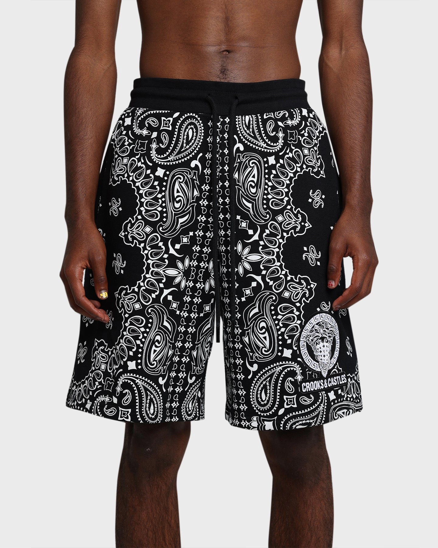 Snowboarding Gear Crooks & Castles Bandana Core Shorts Black