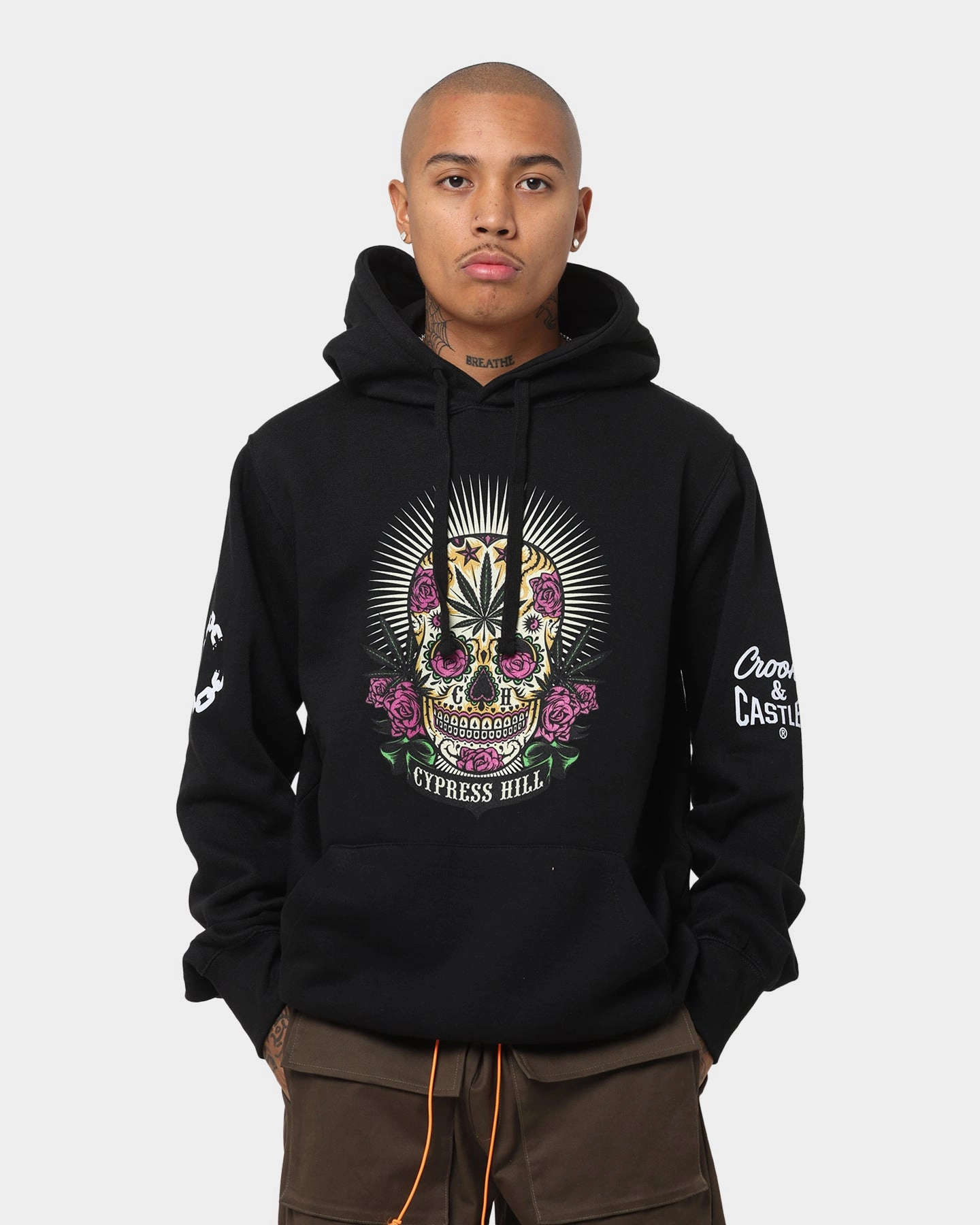 Art Exhibition Simple Fit Crooks & Castles Cypress Hill Skull Hoodie Black