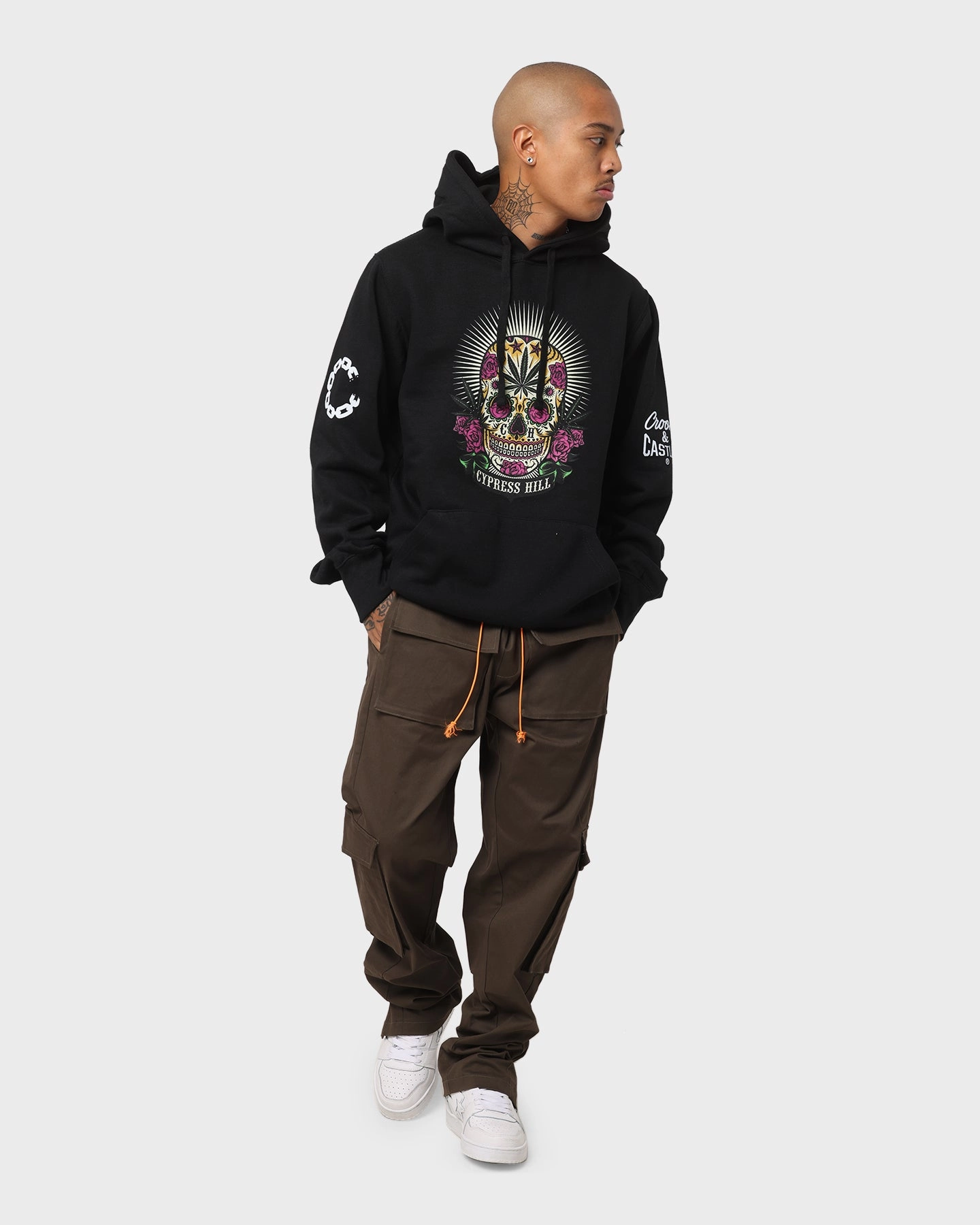 ConvertibleCollar Crooks & Castles Cypress Hill Skull Hoodie Black