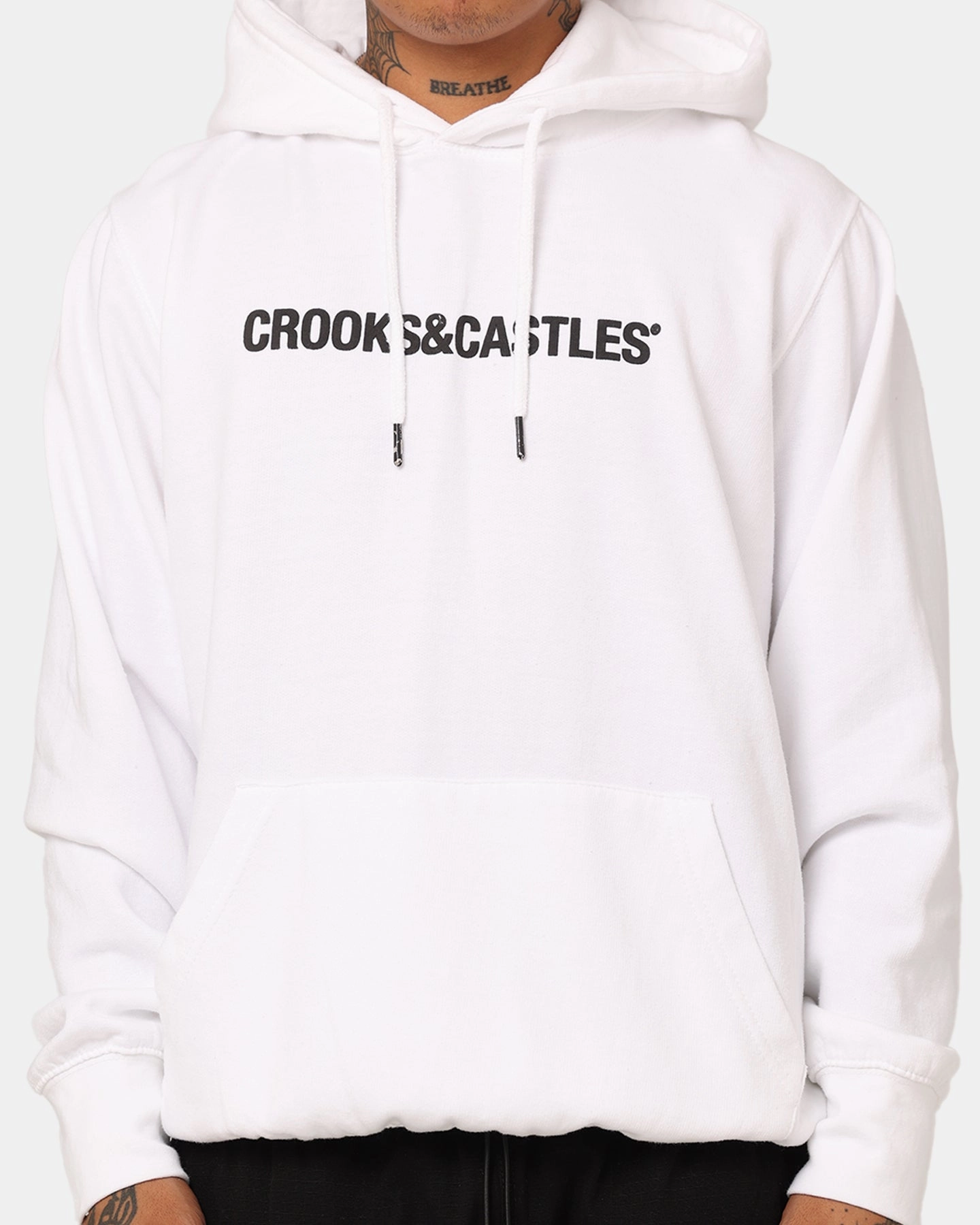 Foldable Collar Design Crooks & Castles Deep Kern Hoodie White
