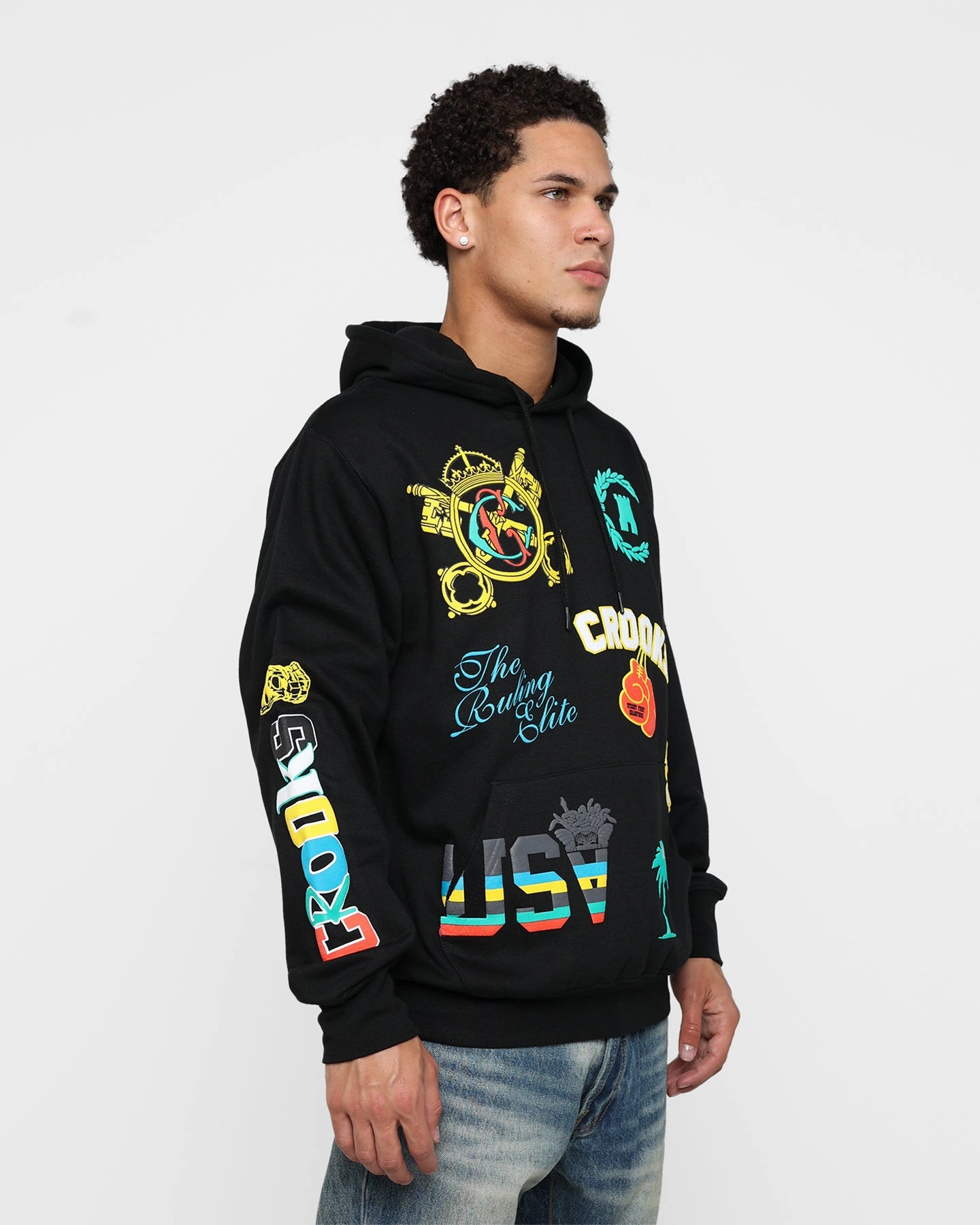 ElasticWaistband professionals Crooks & Castles Everything Goes Hoodie Black
