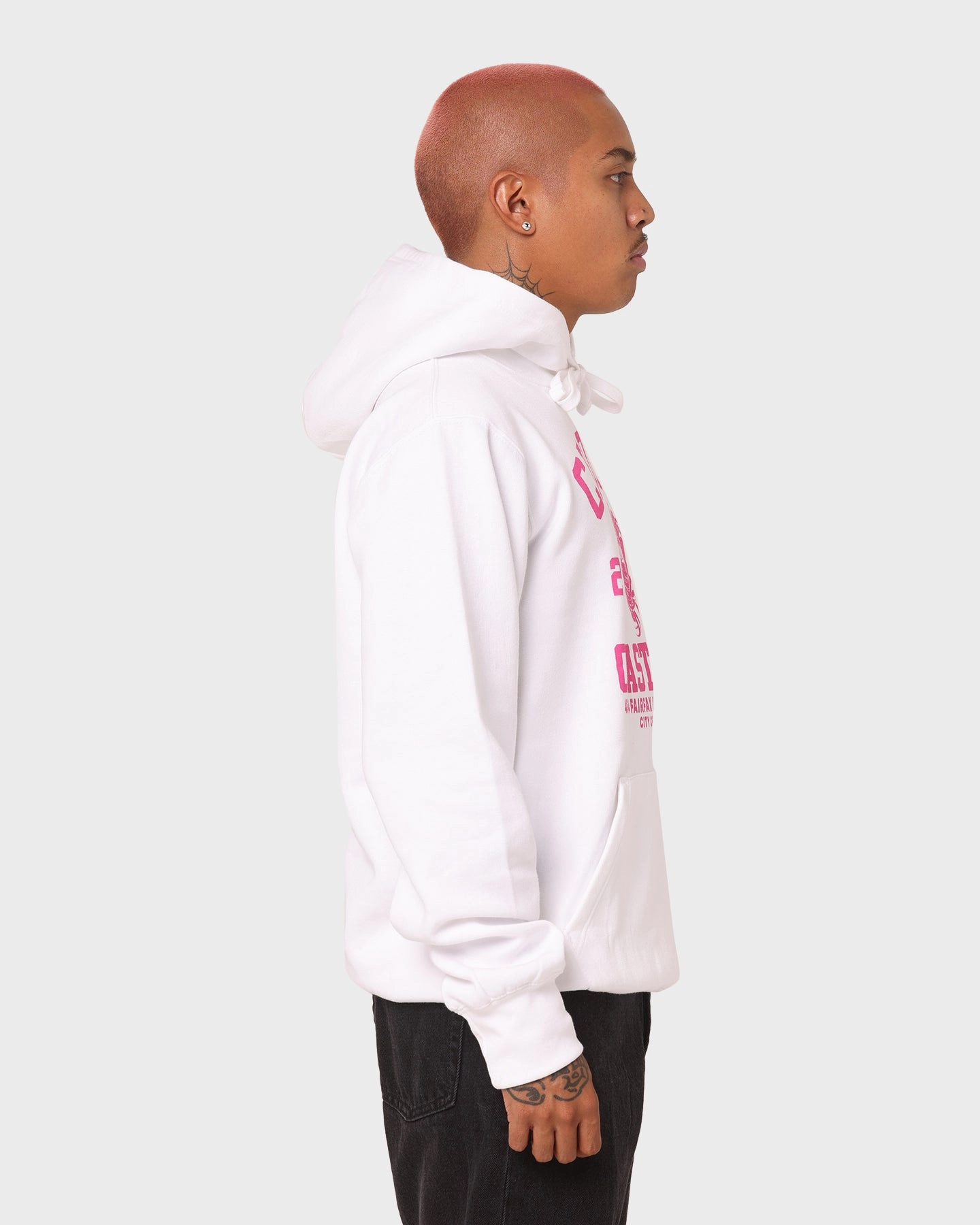 Crooks & Castles Fairfax Varsity Hoodie Hot Pink/White Poise Streetwear Style