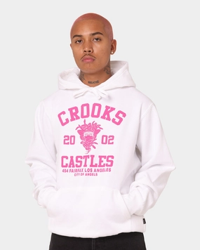 Non Restrictive Cut Urban Wear Crooks & Castles Fairfax Varsity Hoodie Hot Pink/White