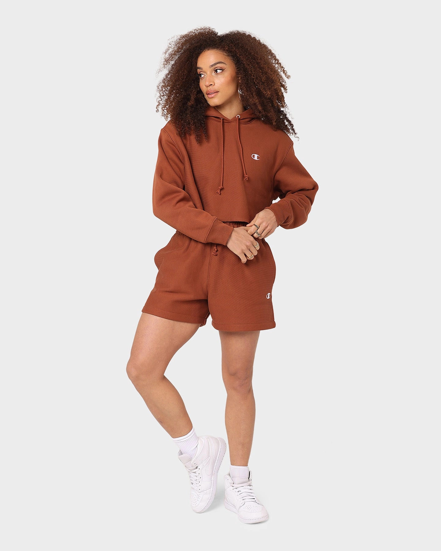 Surprise System Champion Women's RW Cropped Hoodie Canyon Rock Brown