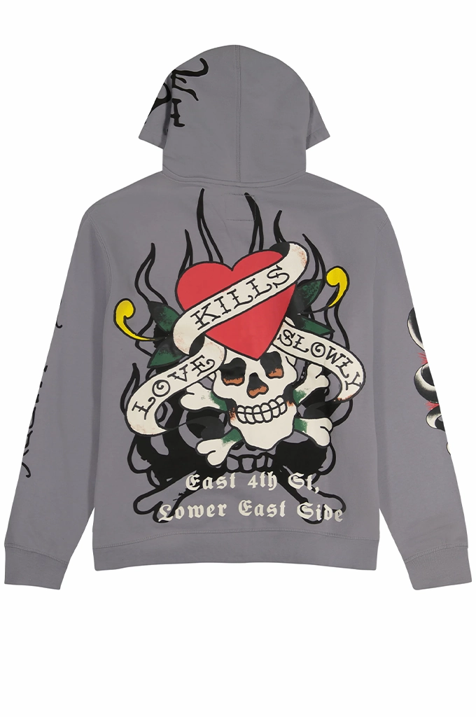 Multipurpose Design jungle scene Cross Ventilation Back Design Ed Hardy LKS Skull Men's Zip Up Hoodie