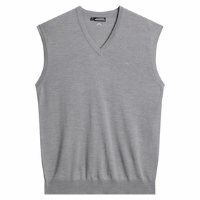 high - torque J.Lindeberg Liam Knitted Golf Vest Gray Melange - FW23 Men