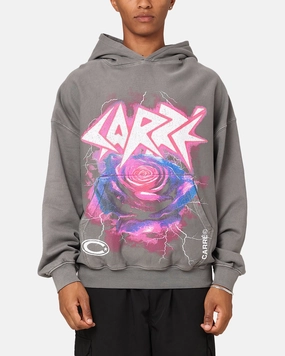 Recycled Polyester Blend Carre Love Rose Oversized Hoodie Washed Charcoal