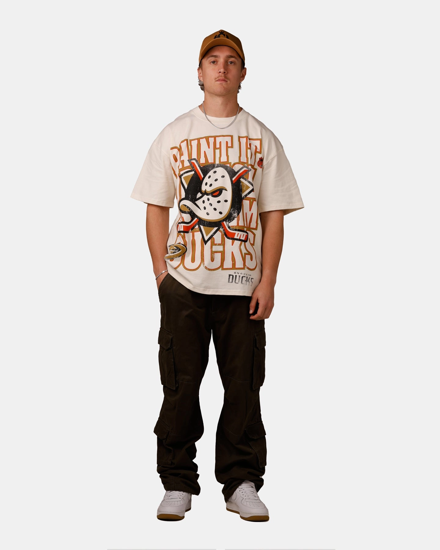 Lightweight Wear Basic Wear Culture Kings Anaheim Ducks Lets Go Ducks Vintage T-Shirt Off White