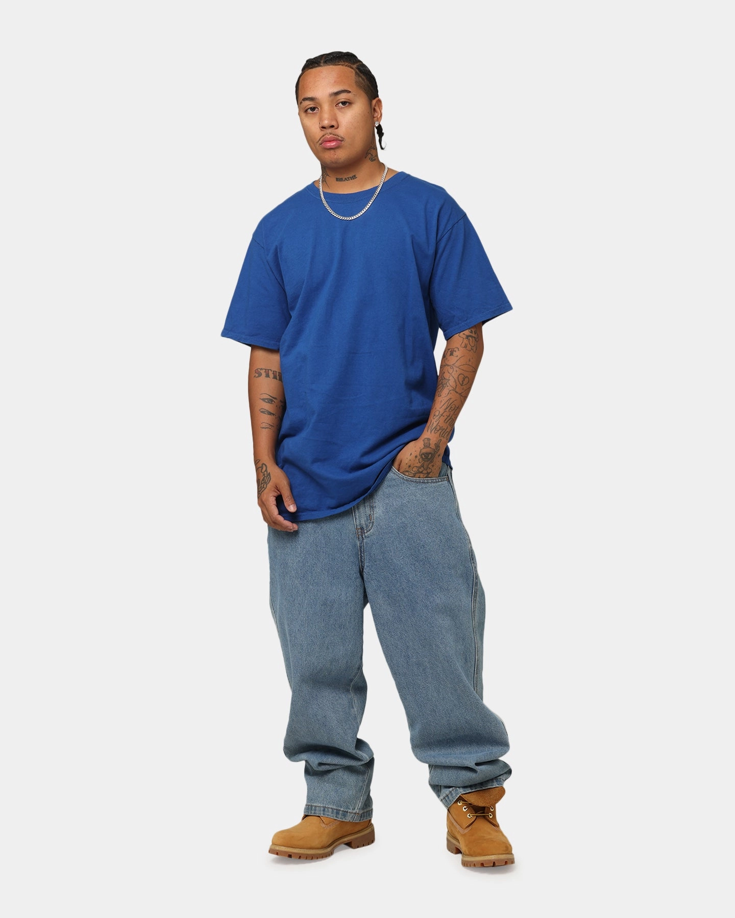 Culture Kings Basic T-Shirt Cobalt Blue Non Restrictive Silhouette