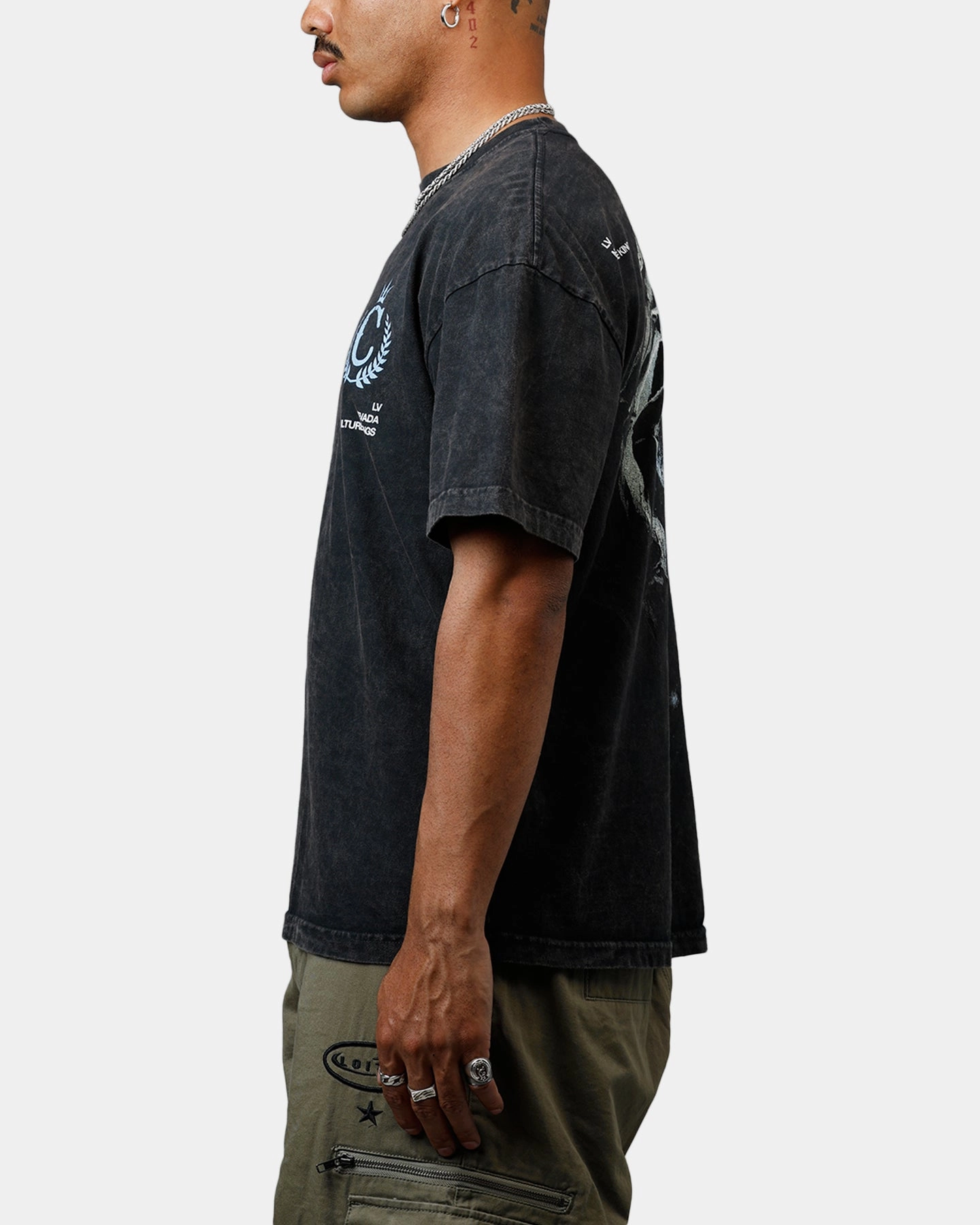 dry cleanable Culture Kings CK Orb Vintage T-Shirt Black Acidwash