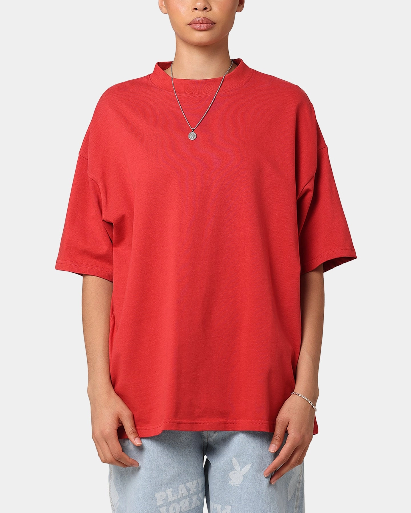 Stain Resistant Chilly Day Wear Culture Kings Oversized Blank T-Shirt Red