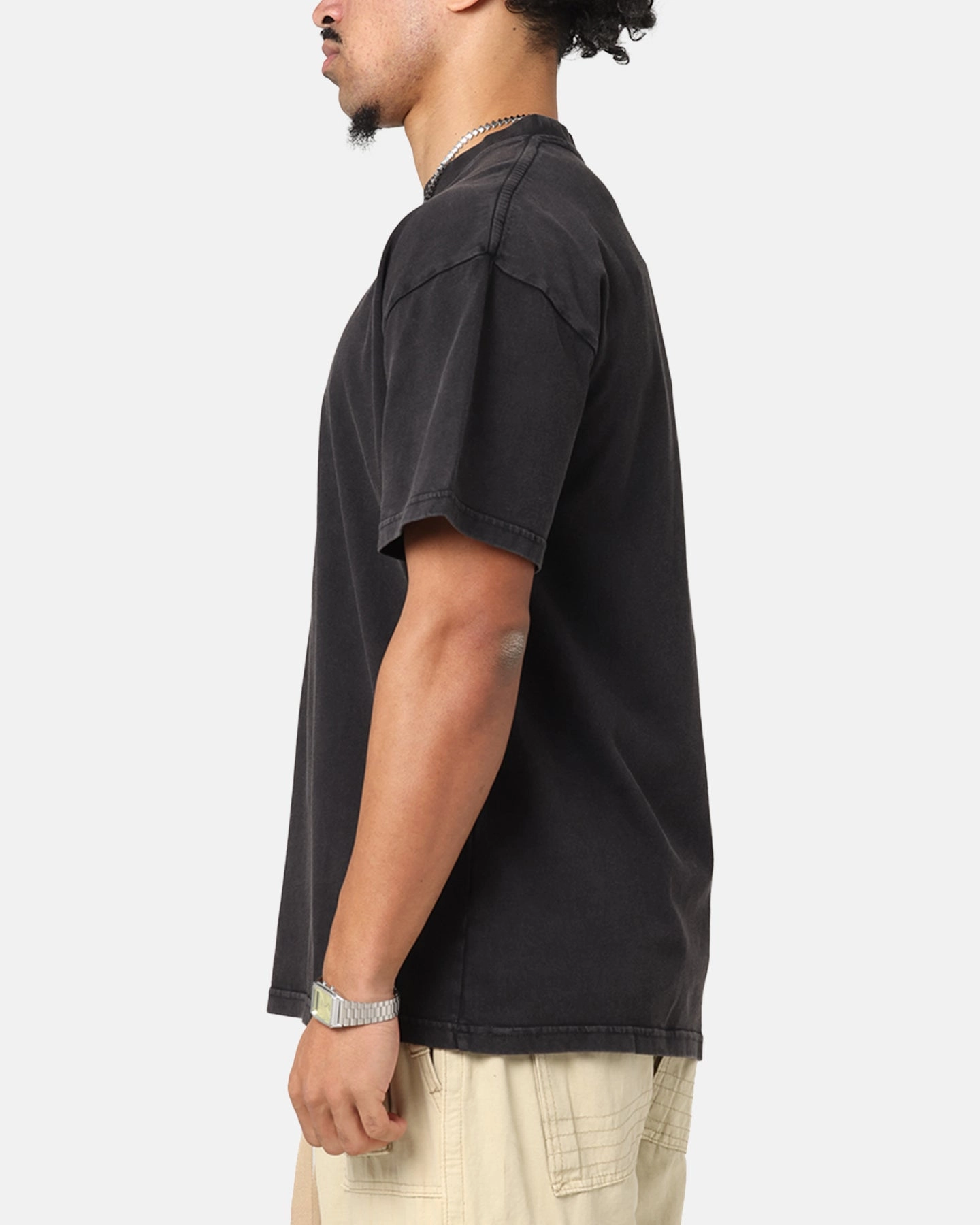 Water Based Ink Print Anti Pilling Surface Culture Kings Standard Drop Shoulder T-Shirt Black Acidwash