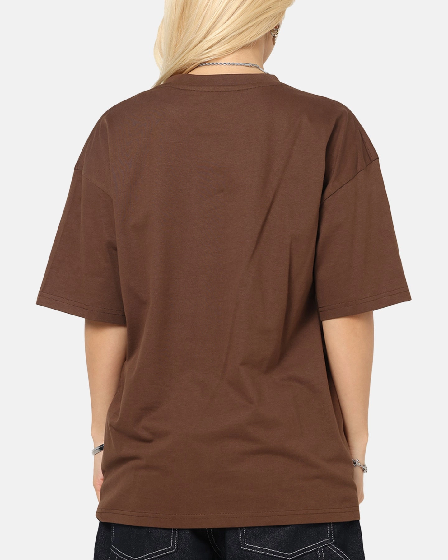 Vintage Wash Effect Essential Look Culture Kings Standard Drop Shoulder T-Shirt Chocolate