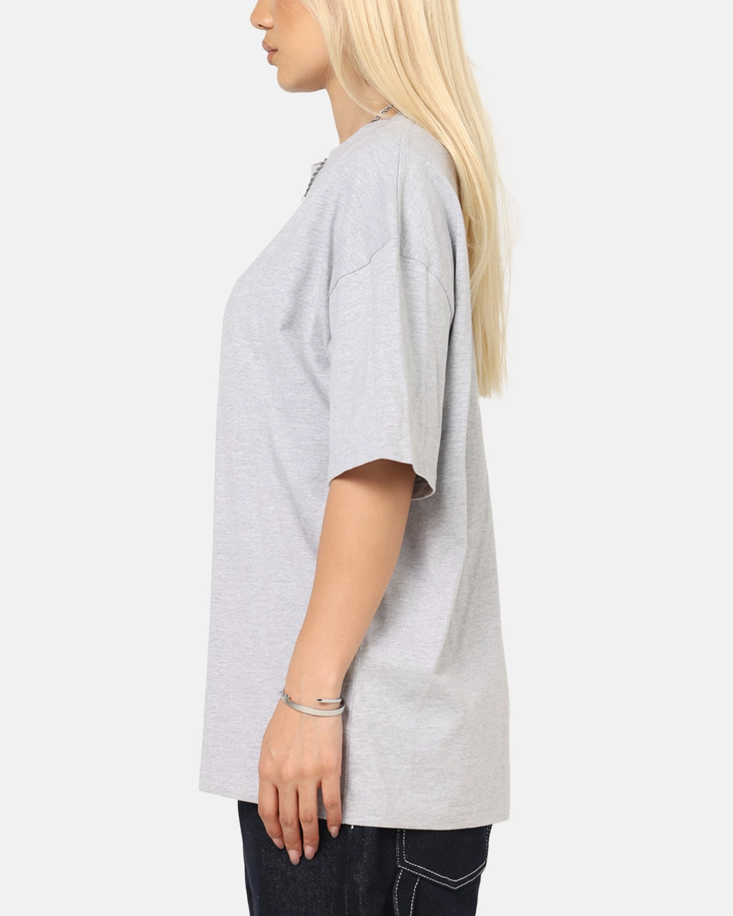 Stylish Casual Culture Kings Standard Drop Shoulder T-Shirt Grey Marle