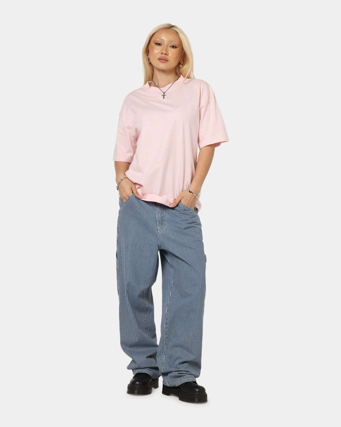 Premium Cotton Blend Culture Kings Standard Drop Shoulder T-Shirt Pink