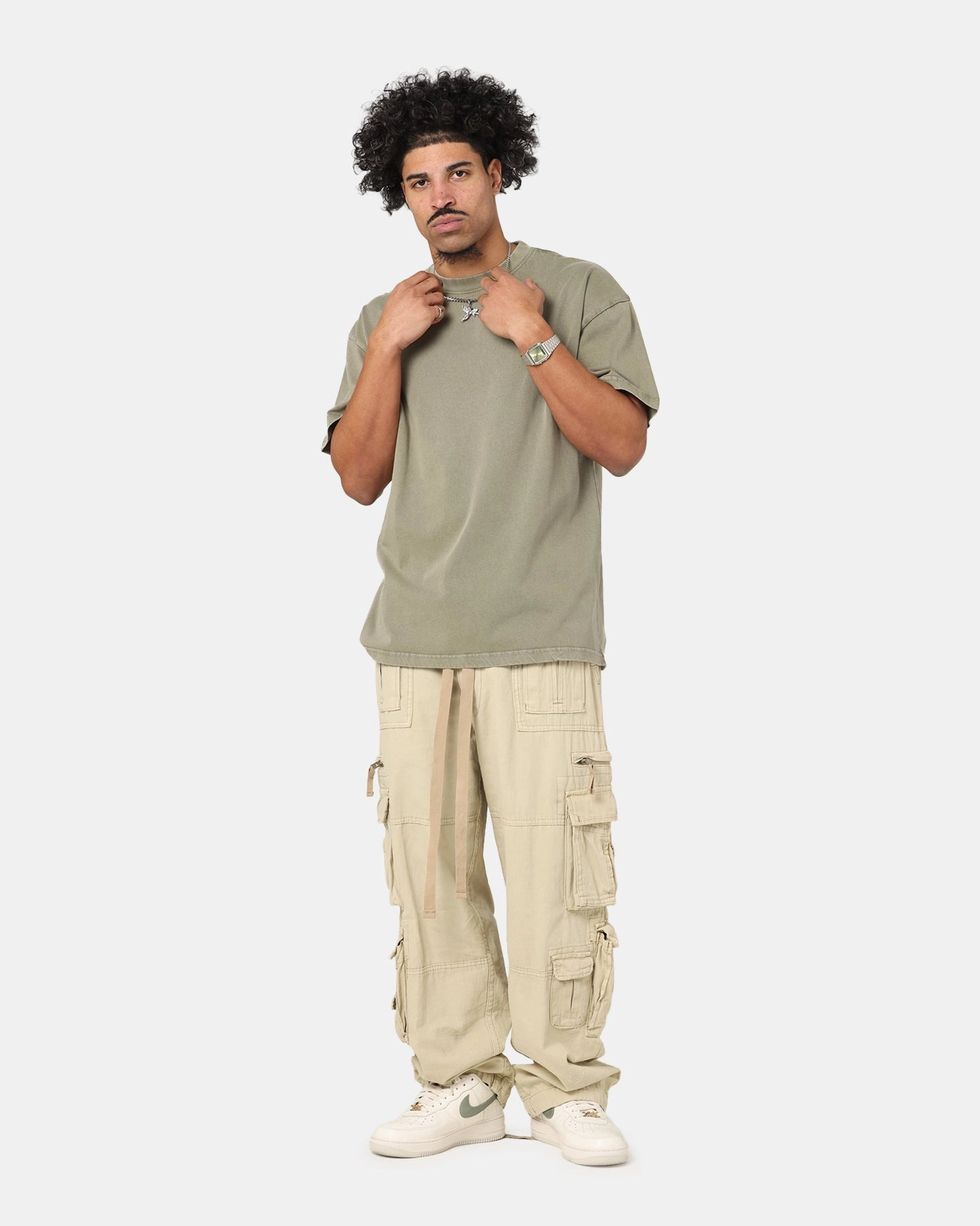 Culture Kings Standard Drop Shoulder T-Shirt Vintage Khaki Easy Care Material Casual Chic Wear