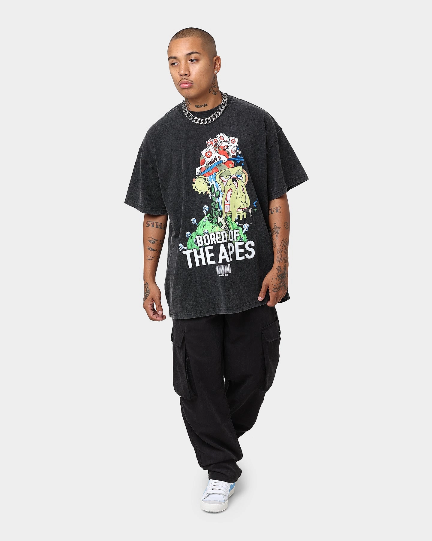 Culture Kings x Champ Medici "Bored Of The Apes" Mutant Ape #23446 V1 Vintage T-Shirt Vintage Black Flattering Shape