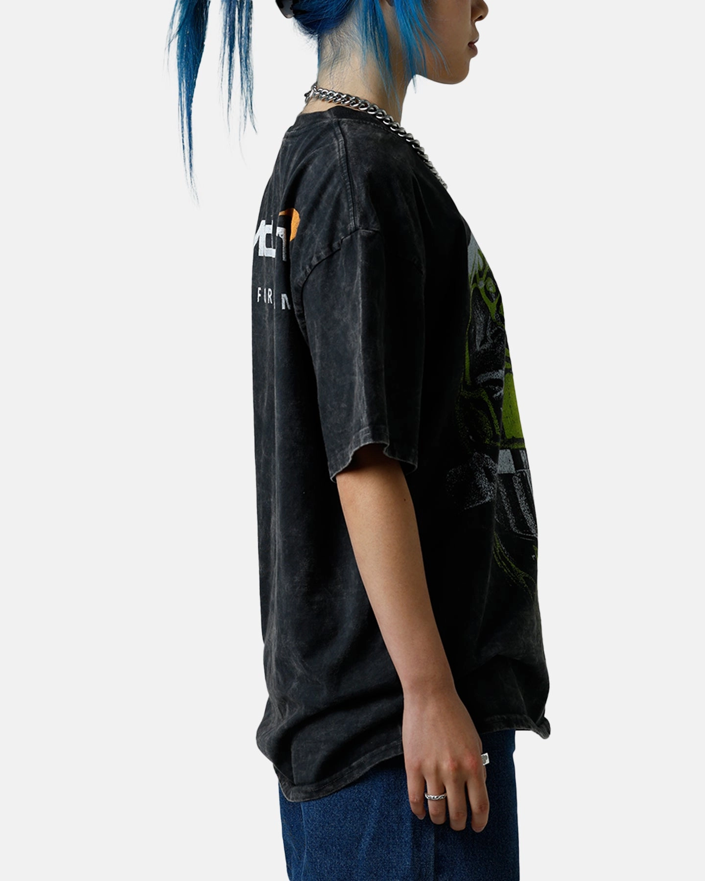 LayeredSleeveConstruction Relaxed Armhole Cut Culture Kings X Mclaren Lando Norris 'Vegas Grand Prix 2024' Helmet T-Shirt Black Acidwash