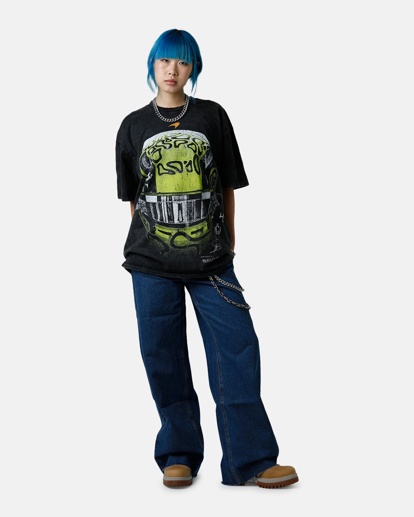 Beach Outfit Culture Kings X Mclaren Lando Norris 'Vegas Grand Prix 2024' Helmet T-Shirt Black Acidwash