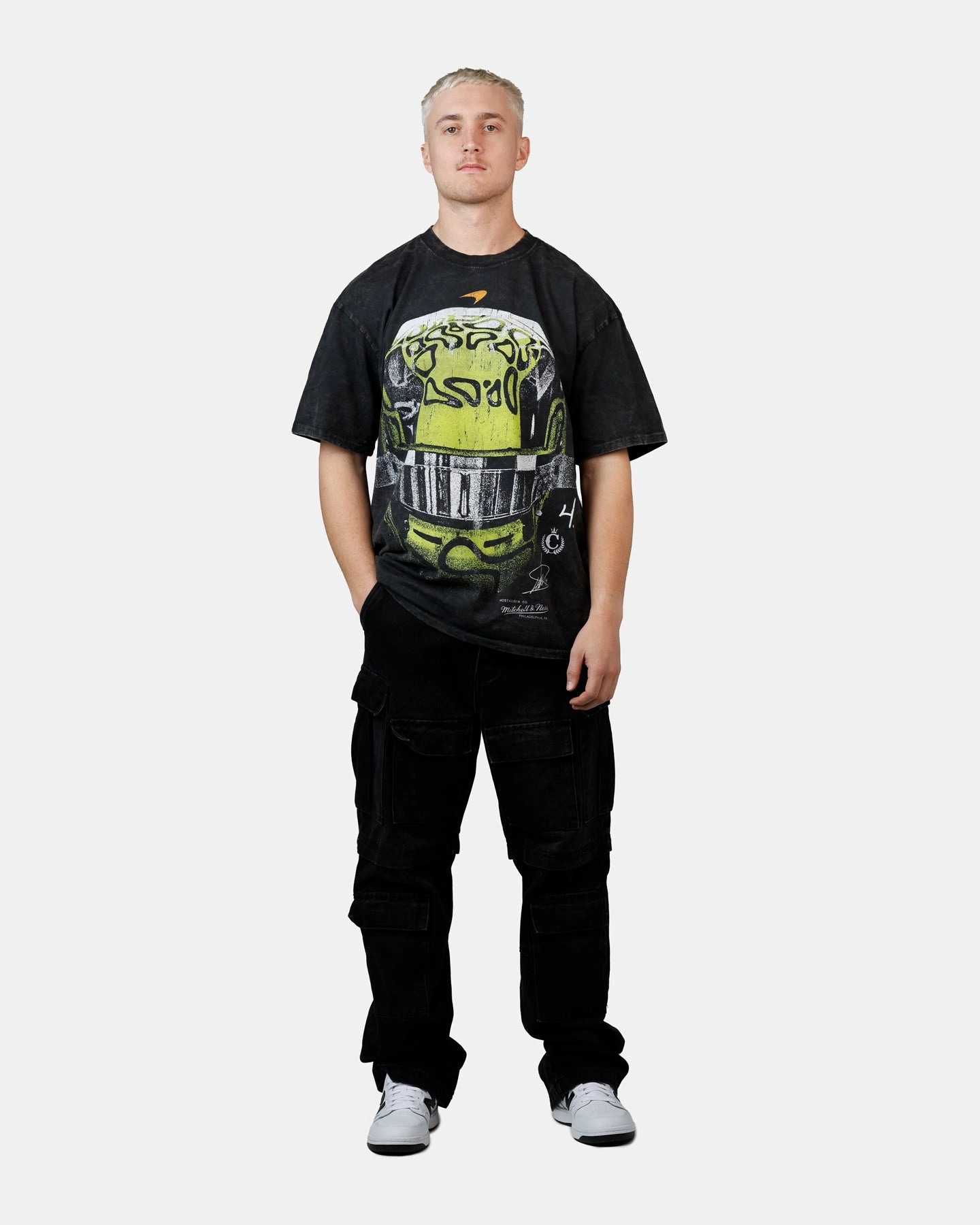 Eco Certified Fiber Culture Kings X Mclaren Lando Norris 'Vegas Grand Prix 2024' Helmet T-Shirt Black Acidwash
