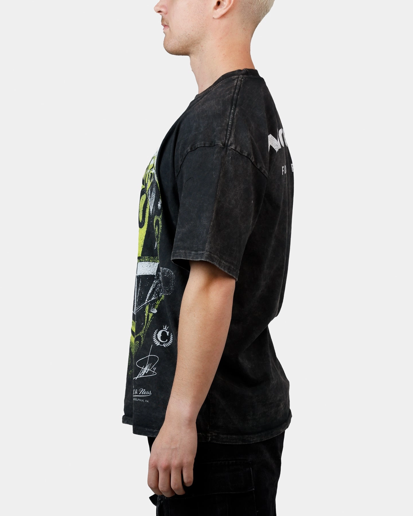 Street Outfit Relaxed Style Culture Kings X Mclaren Lando Norris 'Vegas Grand Prix 2024' Helmet T-Shirt Black Acidwash