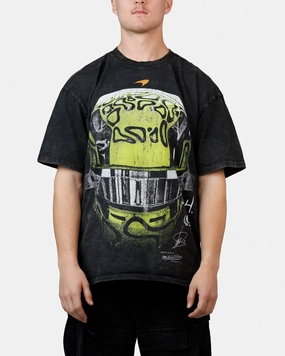Culture Kings X Mclaren Lando Norris 'Vegas Grand Prix 2024' Helmet T-Shirt Black Acidwash LayeredHemDetails Chic Comfort Wear