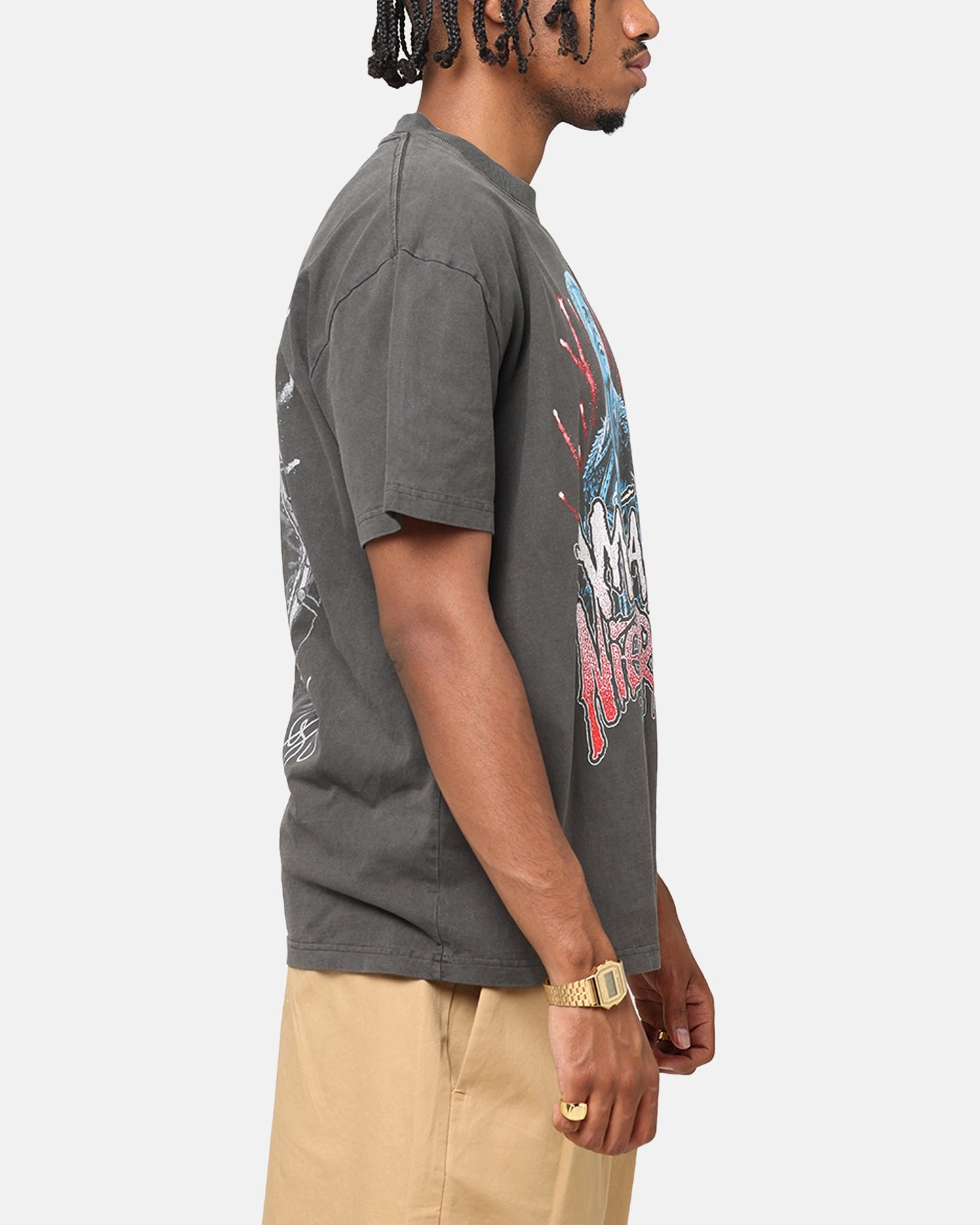 Compact Stitch Pattern Culture Kings X WWE Cody Rhodes Heavy T-Shirt Black Wash