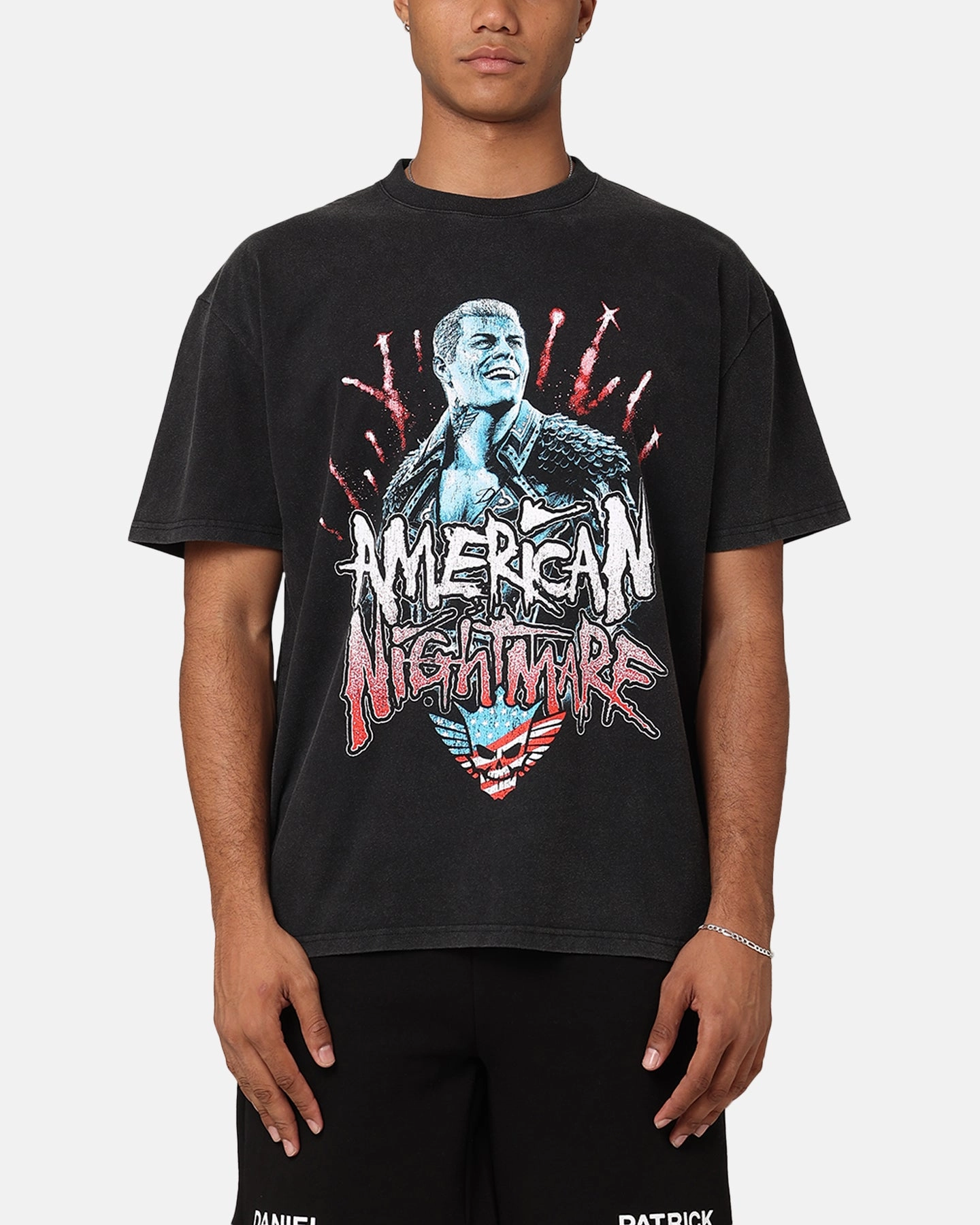Culture Kings X WWE Cody Rhodes Heavy T-Shirt Vintage Black Simple Fashion Button Down