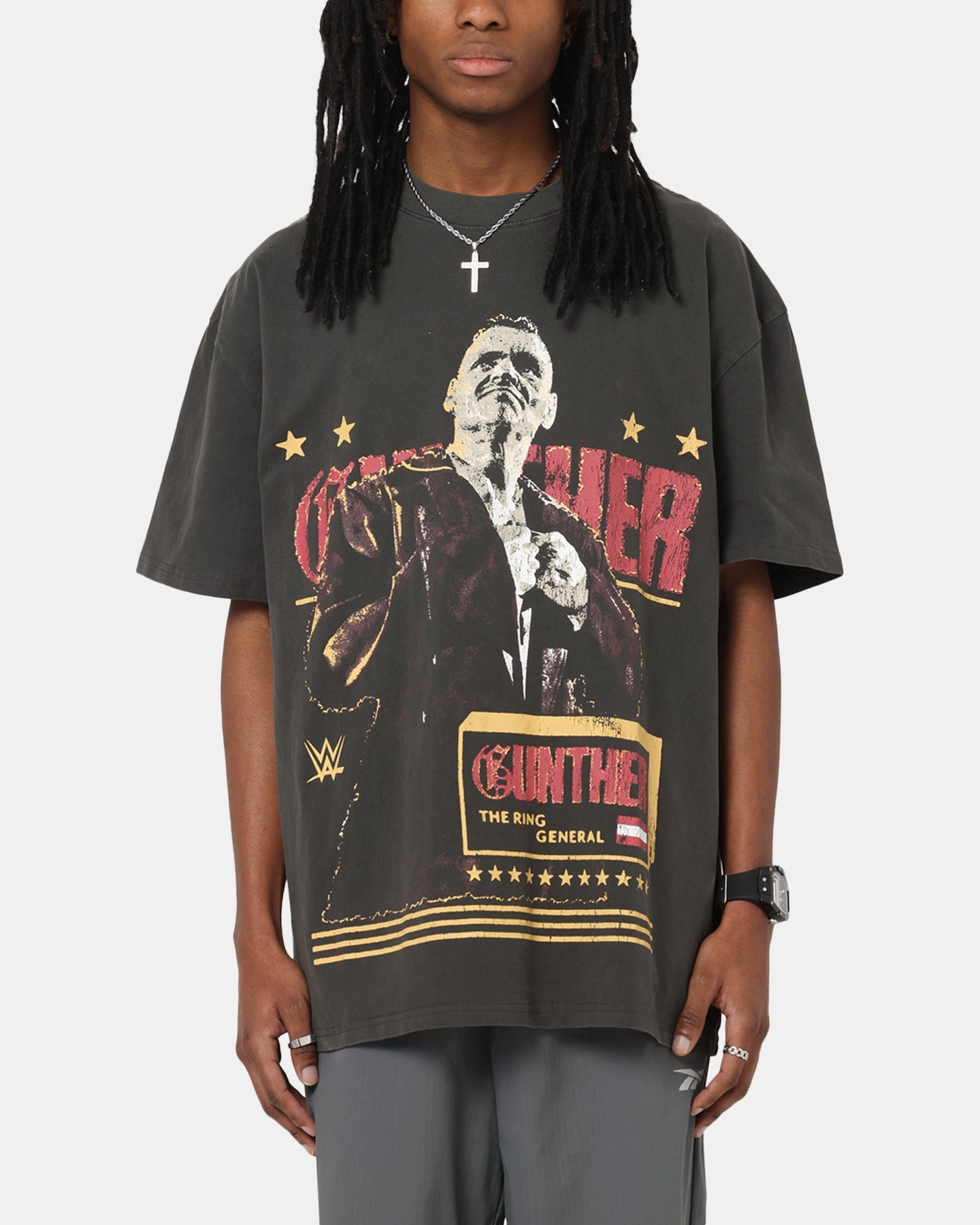 Culture Kings X WWE Gunther Summer Slam Heavy T-Shirt Black Wash Summer cool Hygroscopic Fiber