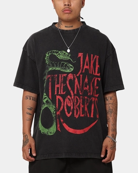 Oeko Tex Certified Culture Kings X WWE Jake "The Snake" Roberts Vintage T-Shirt Black Acidwash