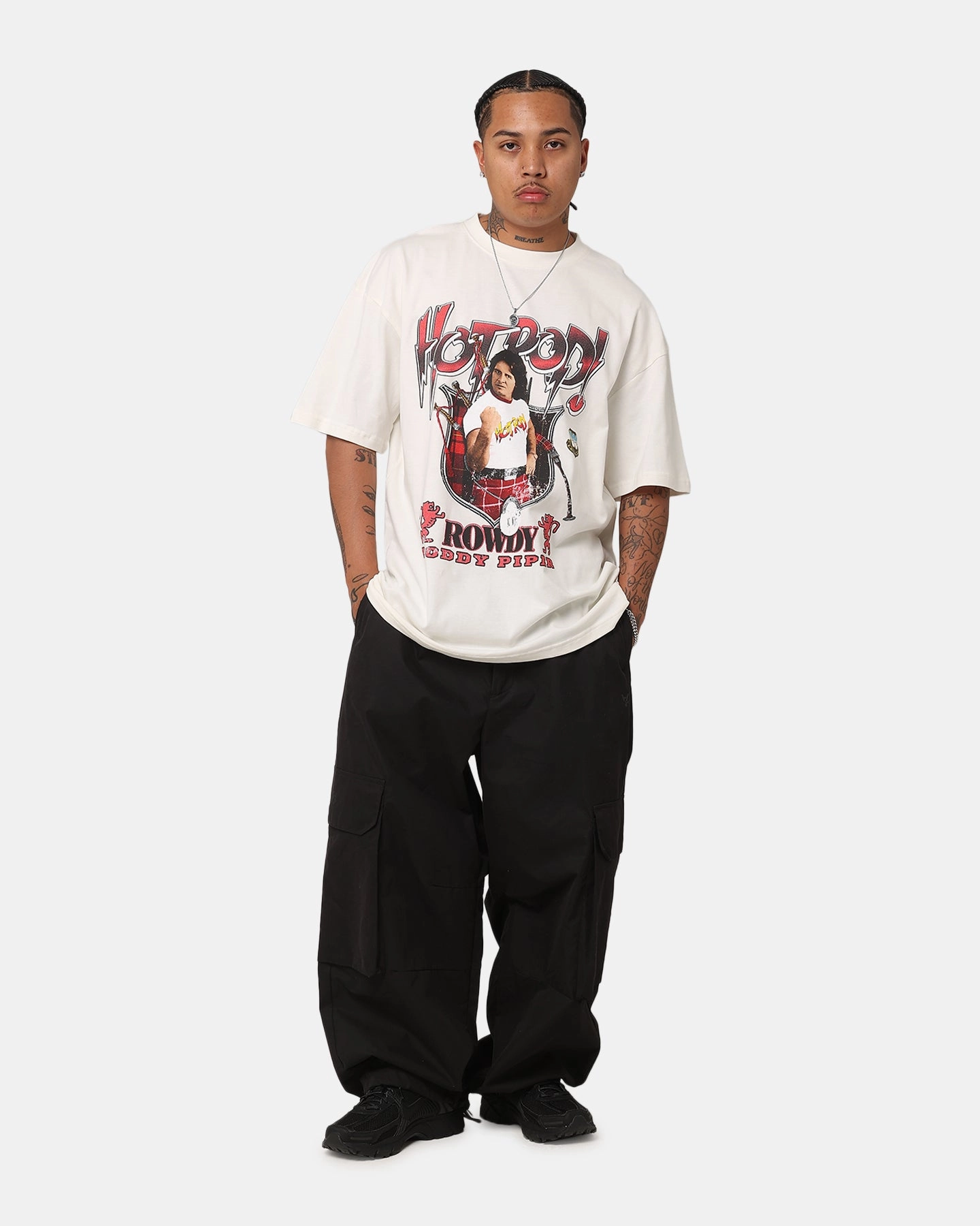 Yarn Dyed Stripes Culture Kings X WWE Roddy "Rowdy" Piper Vintage T-Shirt Off White
