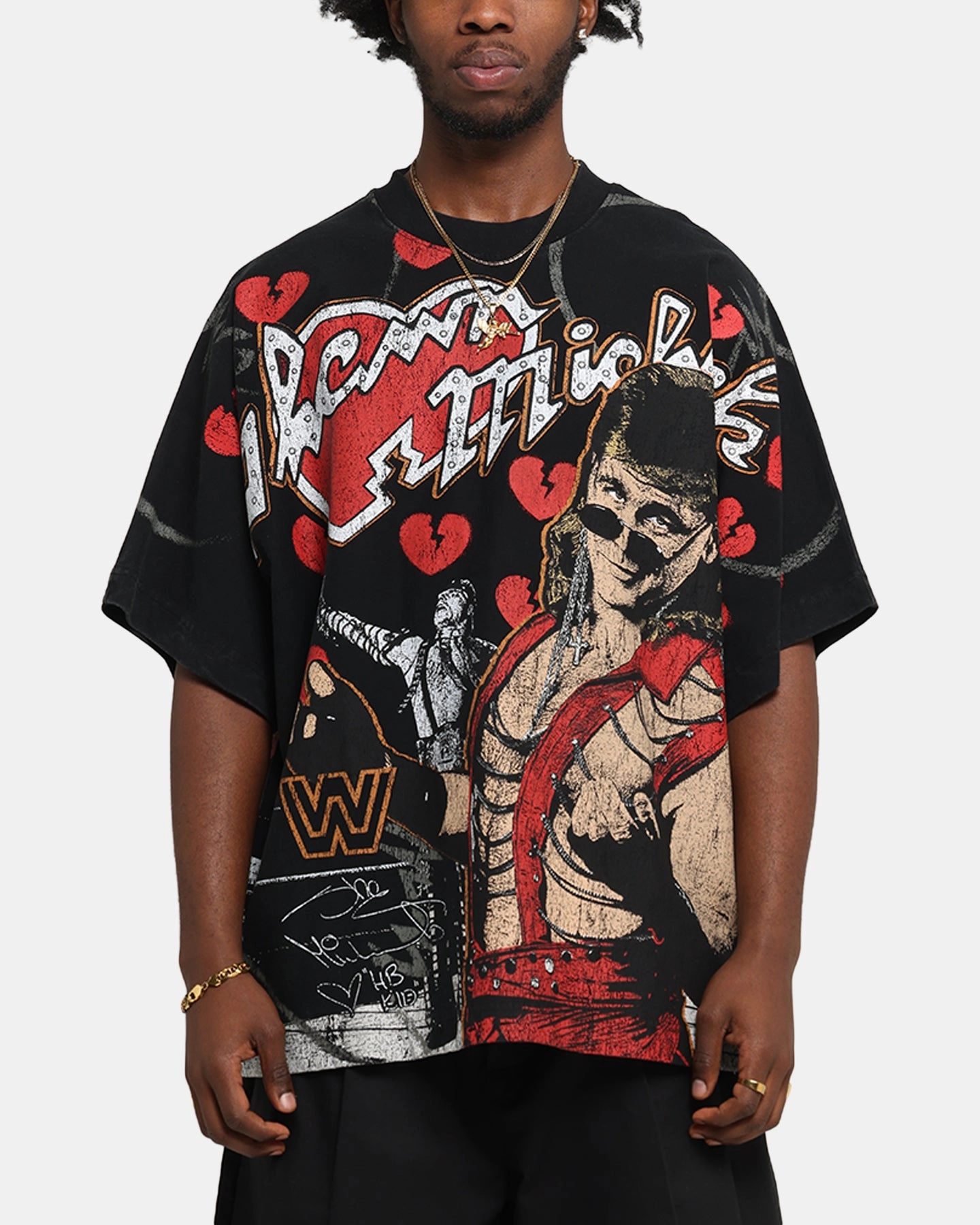 Culture Kings X WWE Shawn Michaels All Over Print T-Shirt Black Ultimate Wear