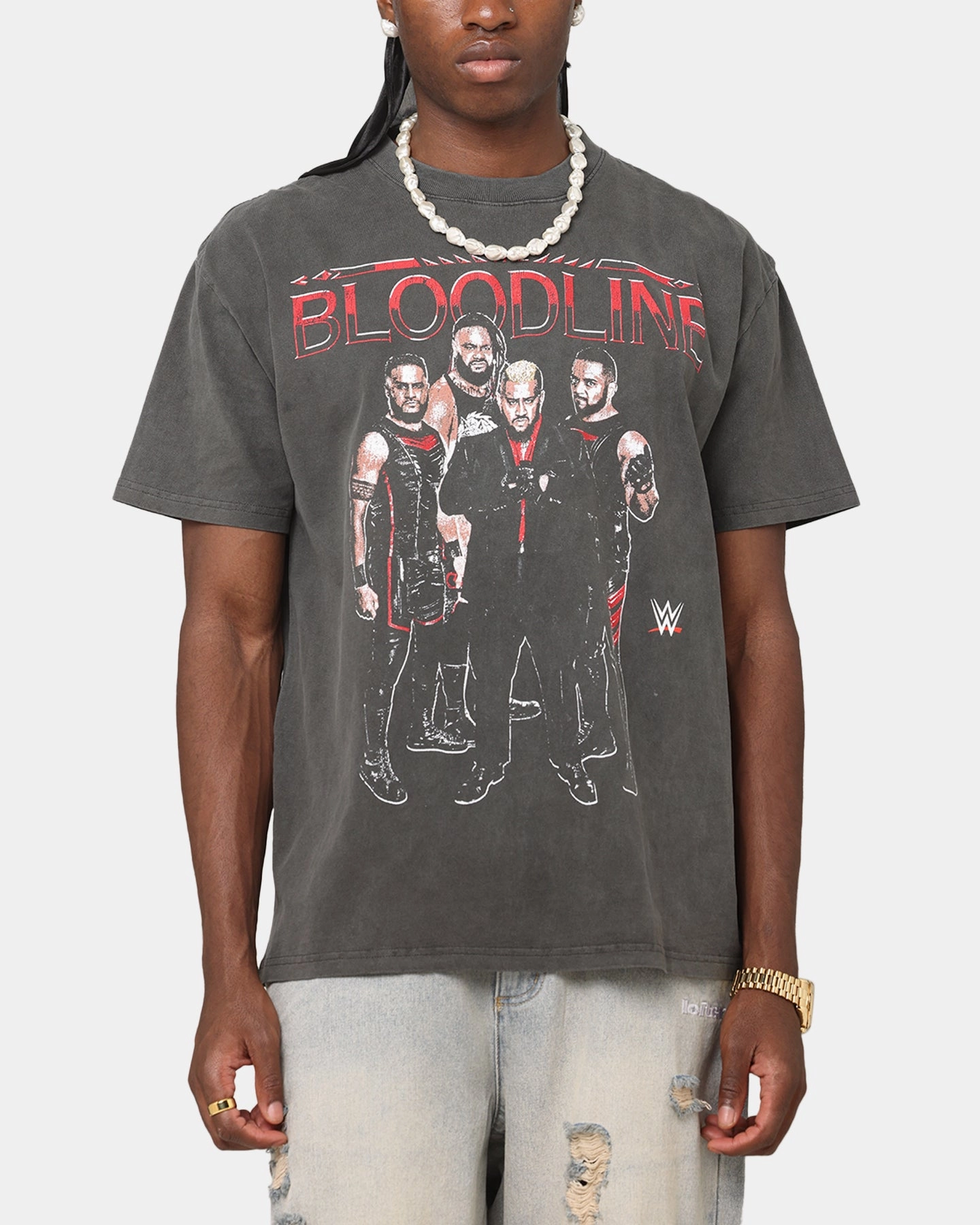 Culture Kings X WWE The Bloodline Heavy T-Shirt Black Wash Wrinkle Resistant Material